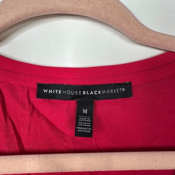 2/$30 White House Black Market Cap Short Sleeve Tee V-Neck Fitted Red #A0126 - Picture 5 of 8